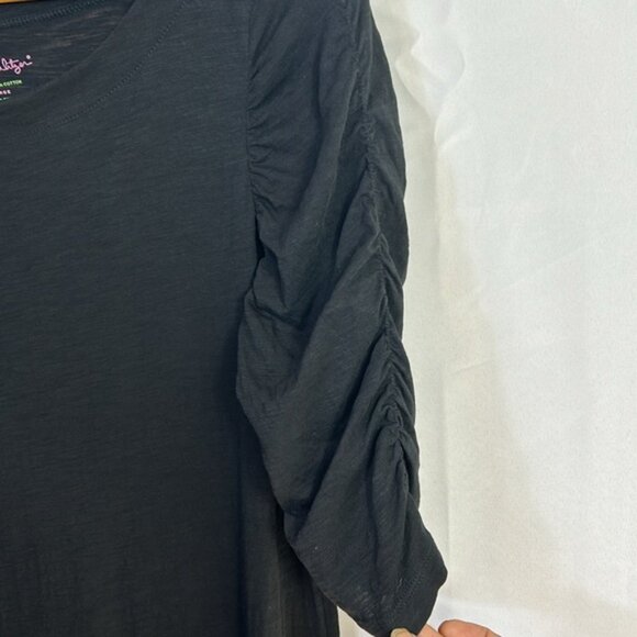 Lilly Pulitzer Black Midi Dress Size XL Ruched Sleeves Like New - Picture 3 of 6